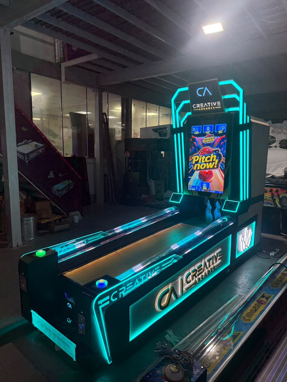 Heritage Collection Luxury Bowling Arcade Machine with Neon Cabinet Lights and Digital Screen, Skeeball, Creative Arcades