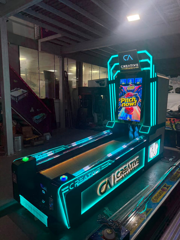 Heritage Collection Luxury Bowling Arcade Machine with Neon Cabinet Lights and Digital Screen, Skeeball, Creative Arcades