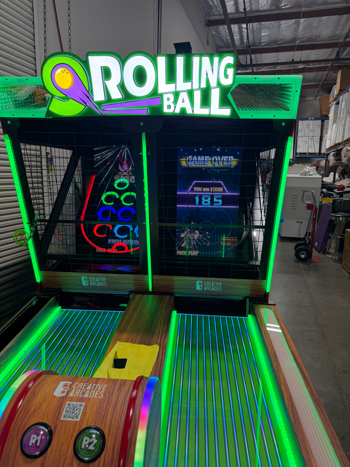 Neon Pirate™ Dual-Lane 2-Player Roll & Score Arcade Machine with LED Lights