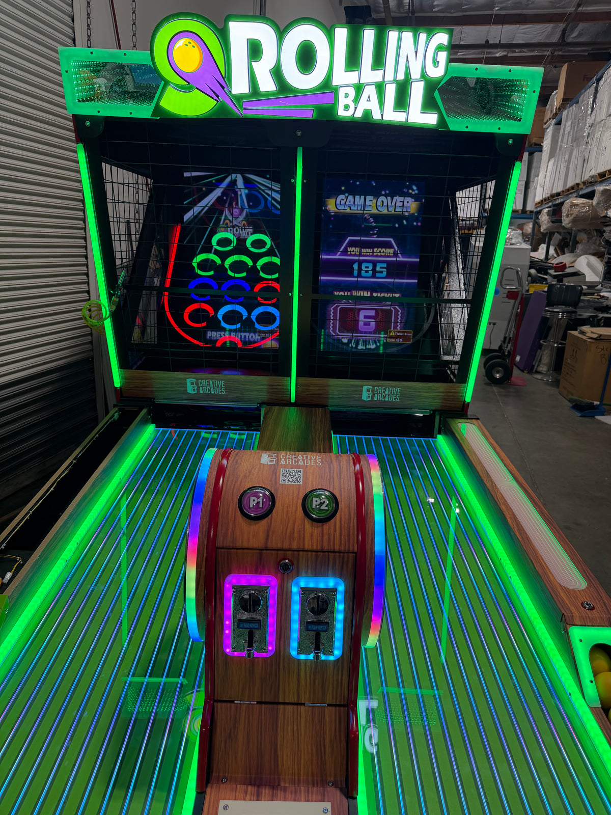 Neon Pirate™ Dual-Lane 2-Player Roll & Score Arcade Machine with LED Lights