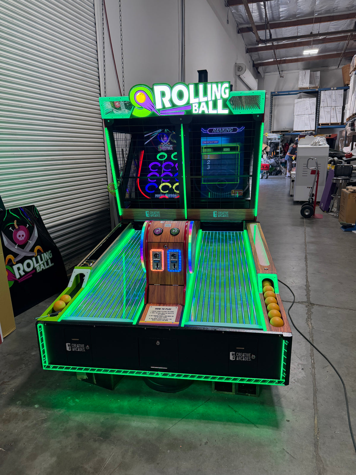 Neon Pirate™ Dual-Lane 2-Player Roll & Score Arcade Machine with LED Lights