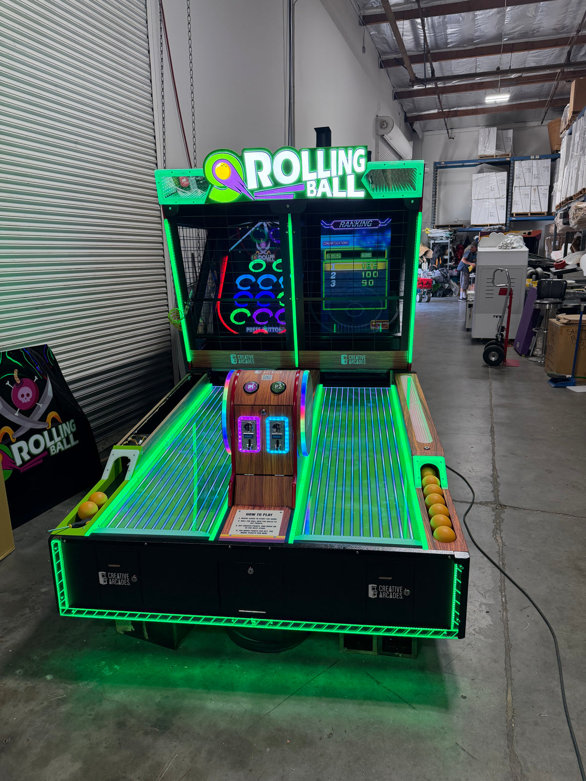 Neon Pirate™ Dual-Lane 2-Player Roll & Score Arcade Machine with LED Lights