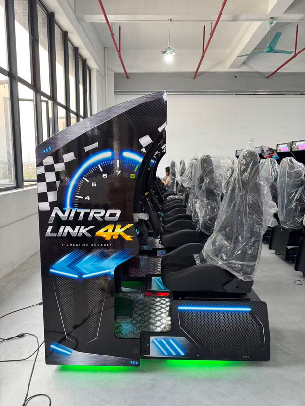 NEW Nitro Link 4K Racing Simulator Arcade Machine with Neon Cabinet Lights, Racing Simulators, Creative Arcades