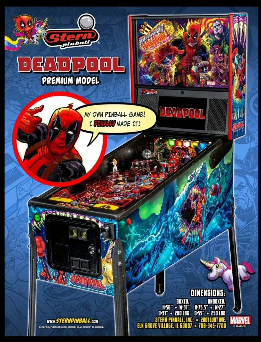 Premium Deadpool Pinball Machine by Stern Pinball, Stern Pinball, Creative Arcades