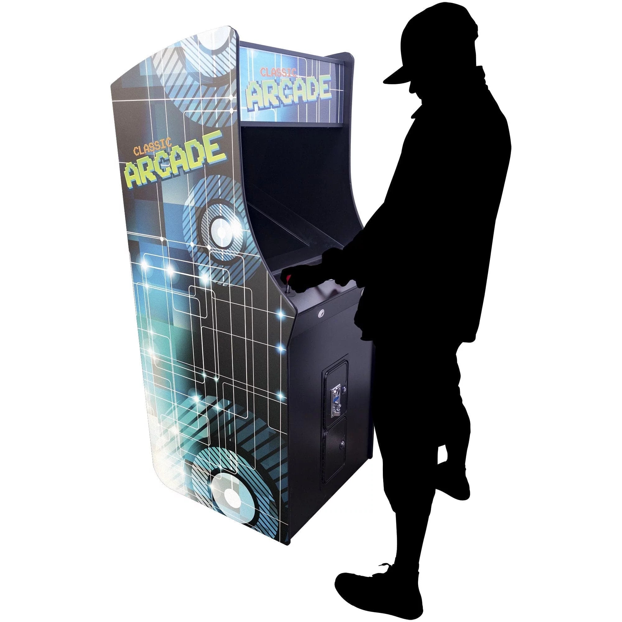 Person Playing 2P Retro Arcade Machine