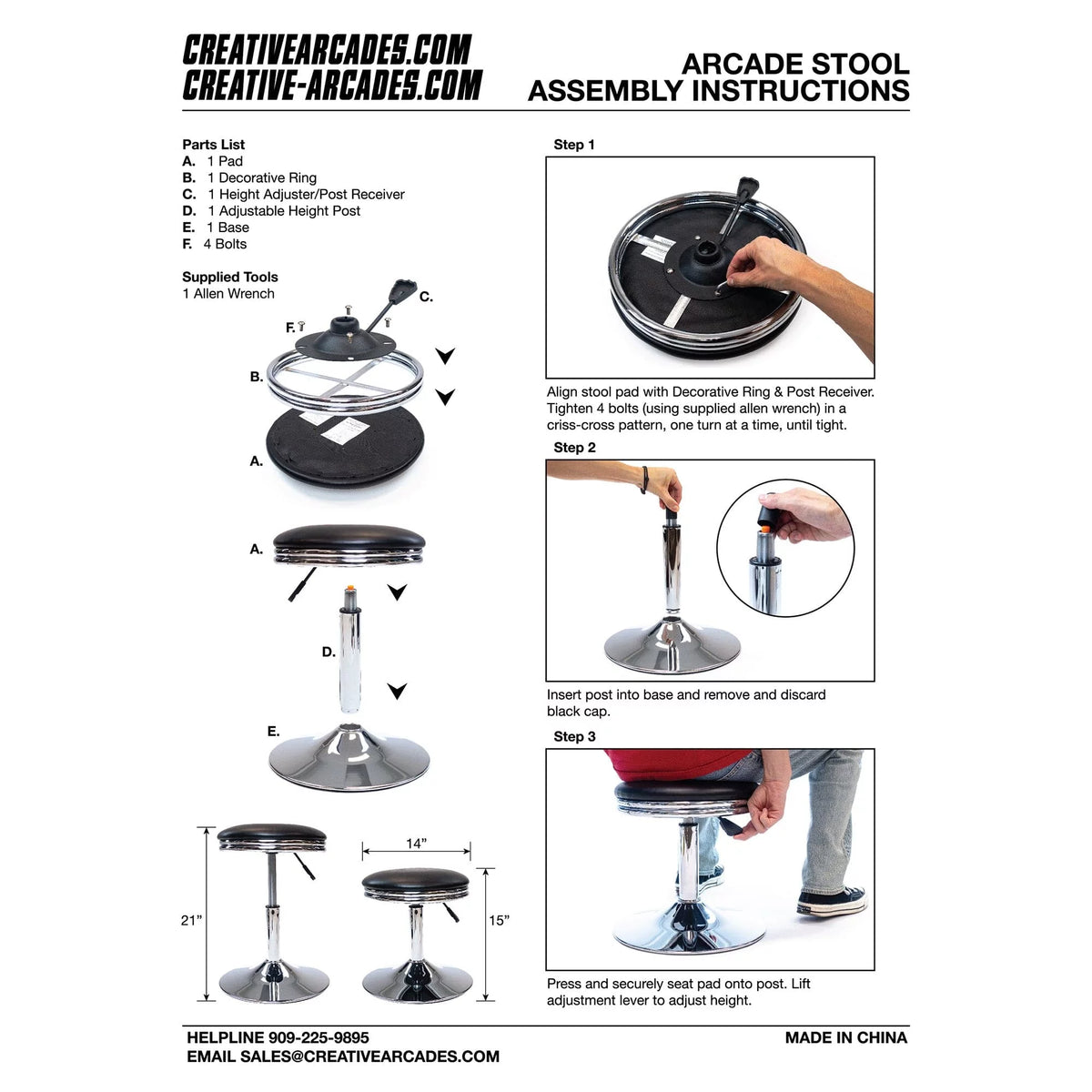 Arcade Stool Assembly Instructions