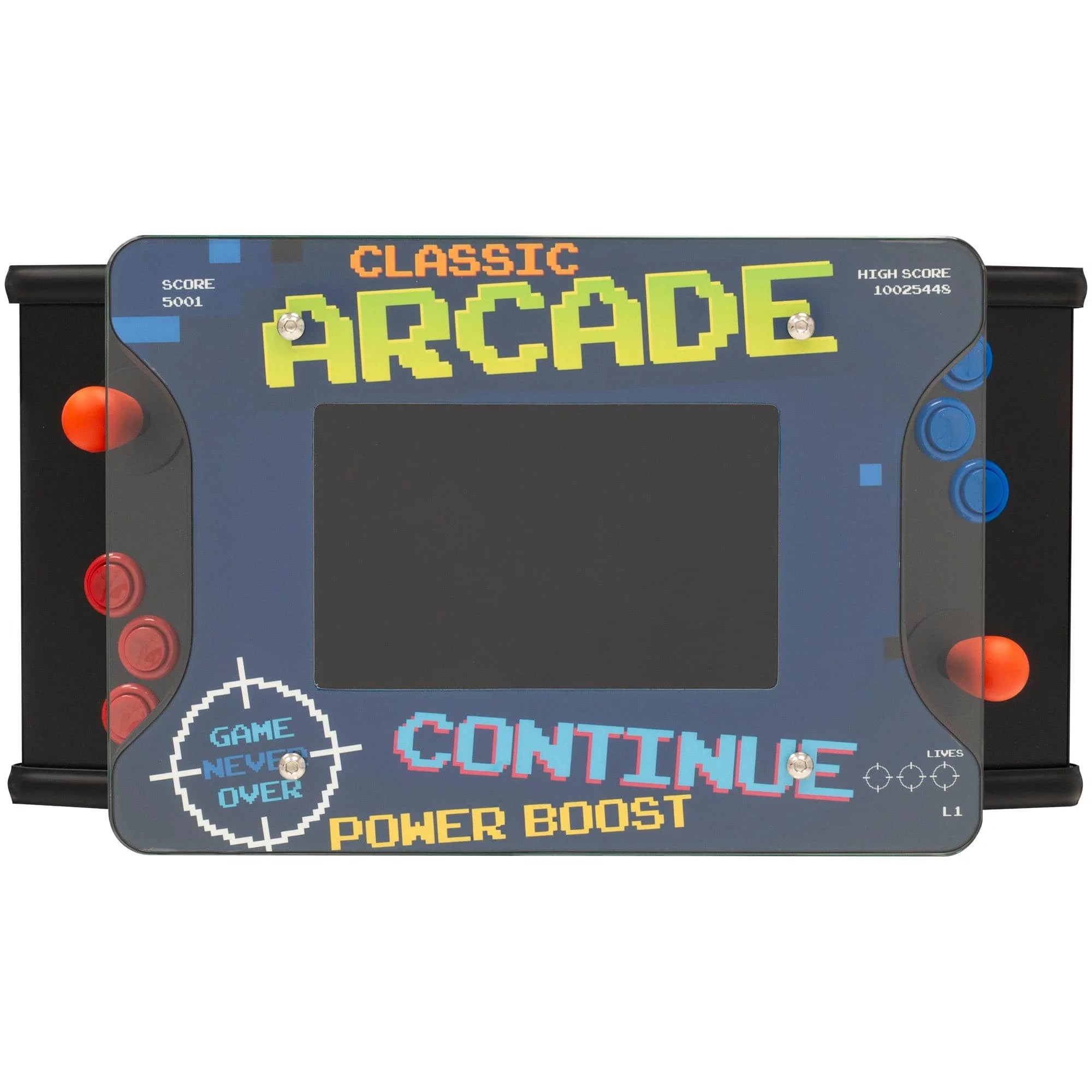 Top View Of A Mini Cocktail 10-inch Arcade Machine With Screen And Controls